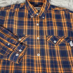 VANLENS FR Flame Resistant Shirt Mens XL Blue Plaid Button Up Workwear CAT 2